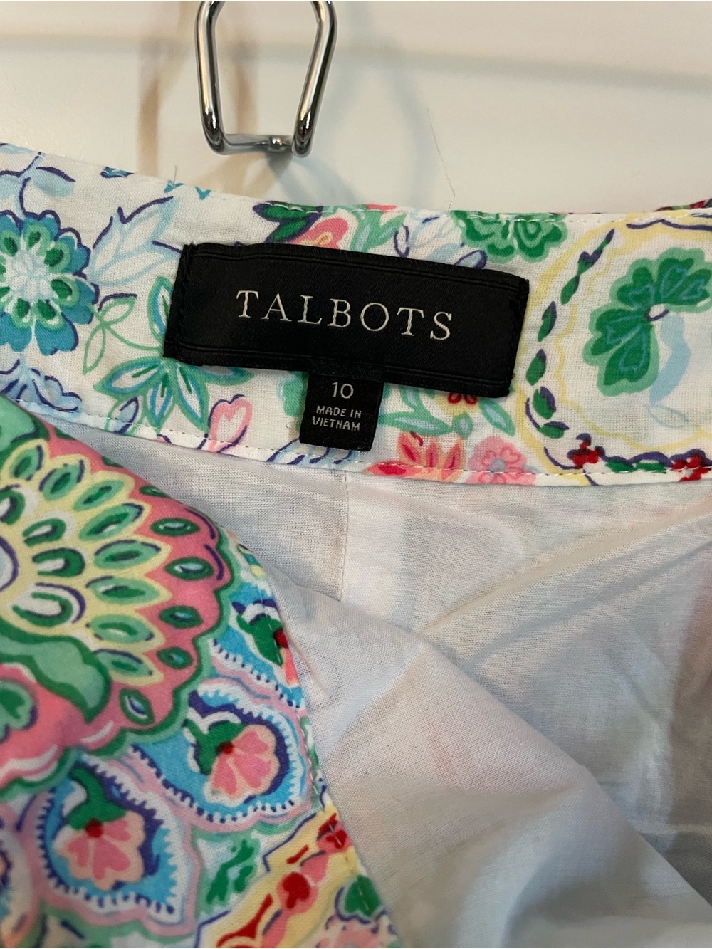Talbots Floral Paisley Cotton Skirt 10 Waist Tie Pleated Full Skirt - Picture 6 of 6